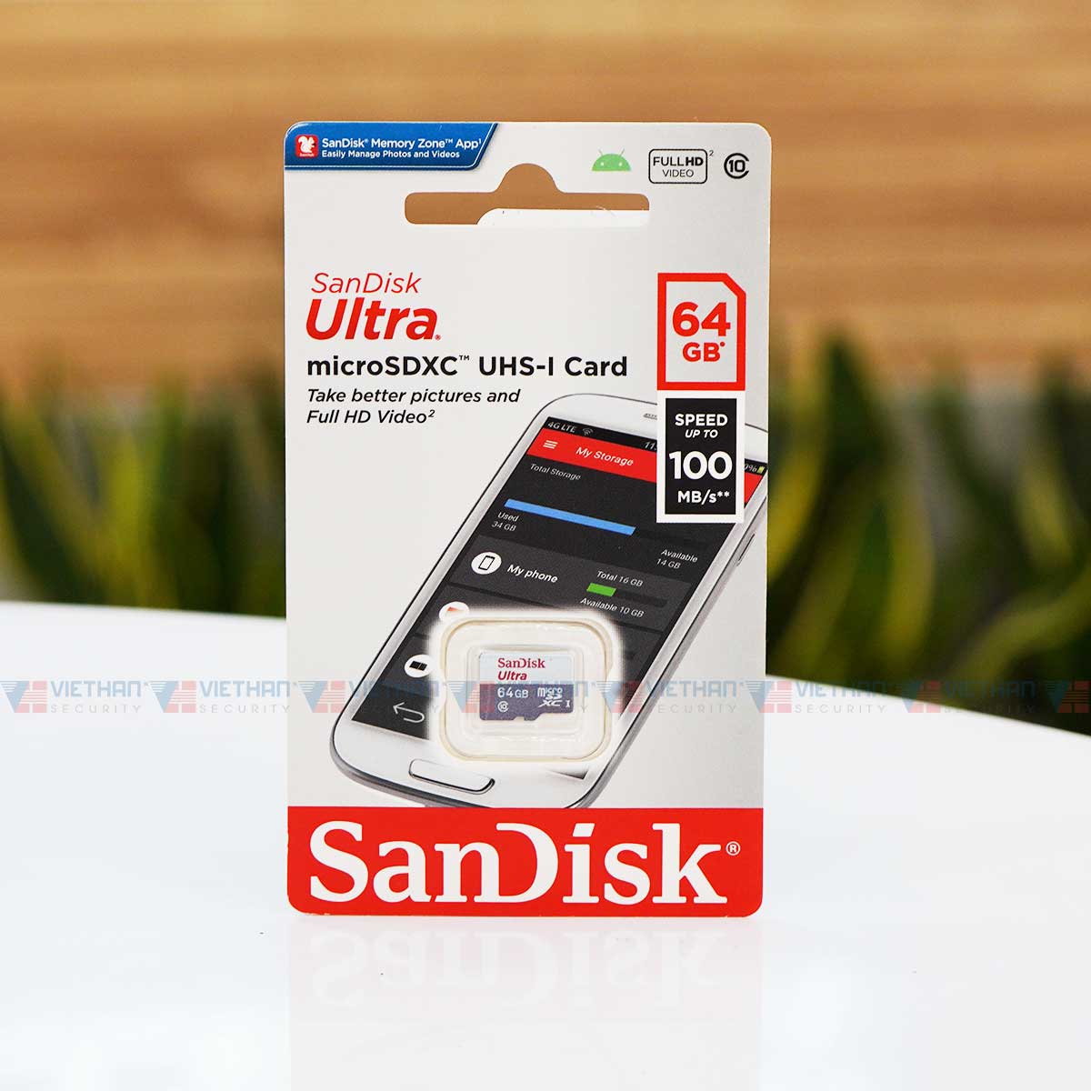 Thẻ nhớ Micro SD 64GB Sandisk Ultra Class 10 UHS-I 100Mb/s chuyên dùng ghi hình cho camera IP
