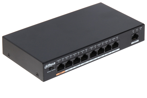 Switch PoE Dahua PFS3009-8ET-96 8 Port 10/100Mbps + 1 Port, công suất 1.8Gb, chống sét 1KV