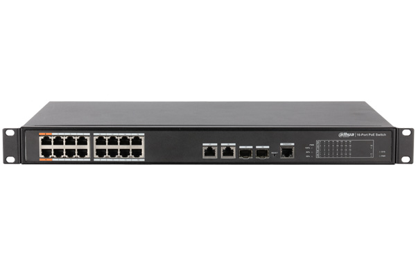 Switch PoE Dahua PFS4218-16ET-190 16 Port 10/100Mbps + 4 Port, công suất 8.8Gb, chống sét 2KV