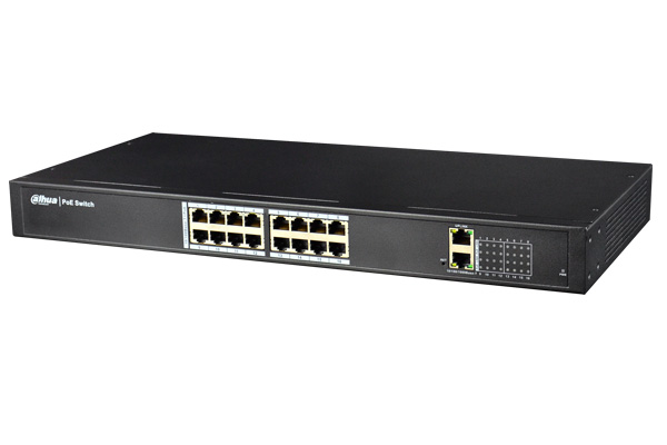 Switch PoE Dahua PFS4018-16P-250 16 Port 10/100Mbps + 2 Port, công suất 24.8Gb, chống sét 1KV