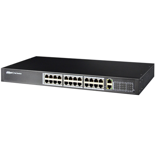 Switch PoE Dahua PFS4026-24P-370 24 Port 10/100Mbps + 2 Port, công suất 24.8Gb, chống sét 1KV