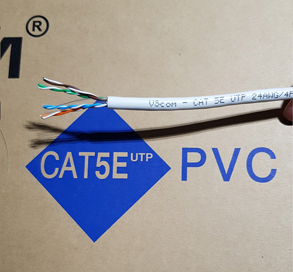 Cáp mạng VSCOM Cat5e UTP, lõi đồng nguyên chất