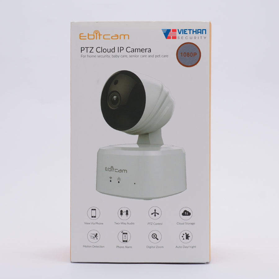 Camera EbitCam E2  2MP IP wifi thu âm 360 độ, Hồng ngoại 10m, F3.6mm, MicroSD, Phát hiện chuyển động
