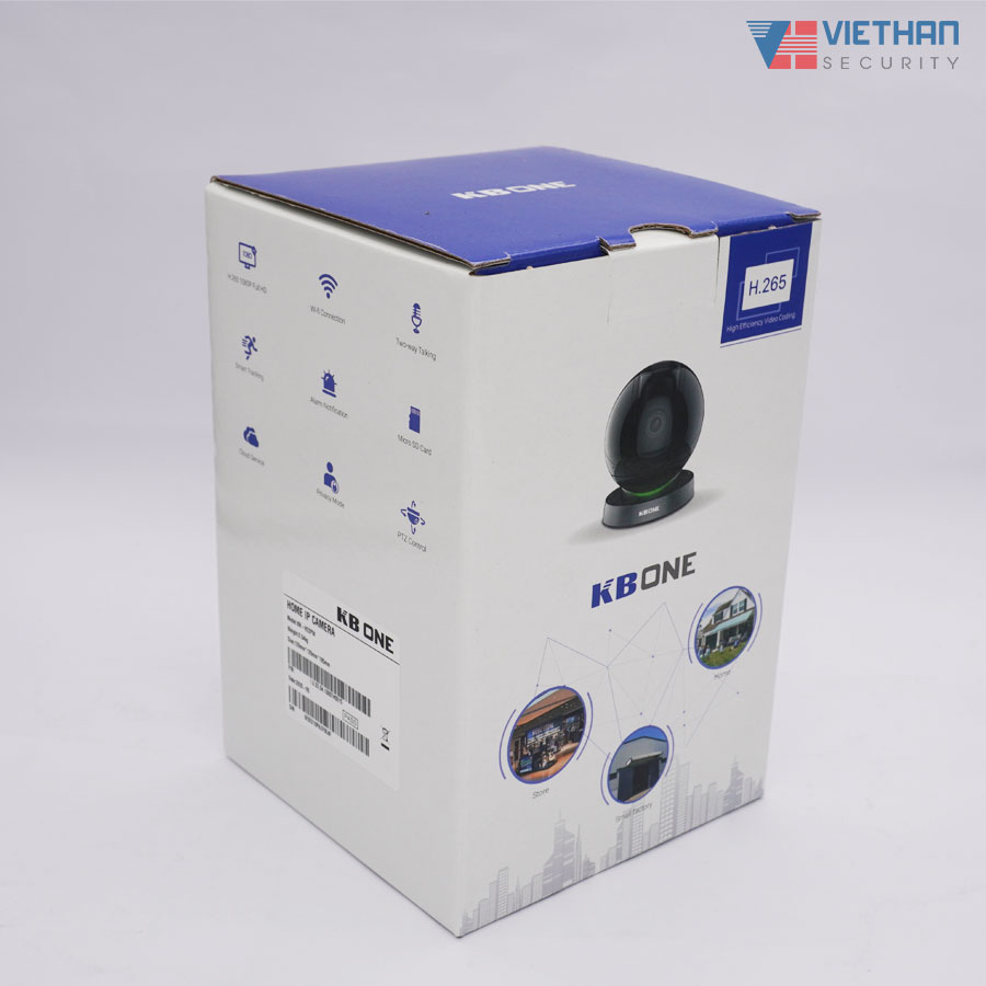 Camera IP Wifi KBONE KN-H22PW 2.0 Megapixel, tích hợp còi báo động, đàm thoại 2 chiều, MicroSD tối đa 128GB, Smart Tracking, quay quét 355 độ, H.265