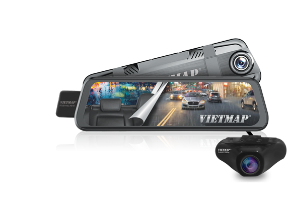 Camera hành trình gương VIETMAP G39 ghi hình trước và sau xe, màn hình cảm ứng 9.6 inch