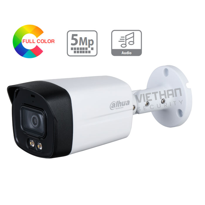 Camera Dahua HAC-HFW1509TLMP-A-LED 5.0 Megapixel, Ống kính F3.6mm, đèn Led trợ sáng 40m, Full Color ban đêm có màu, Mic thu âm