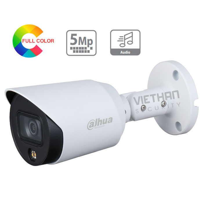 Camera Dahua DH-HAC-HFW1509TP-LED 5.0 Megapixel, Ống kính F3.6mm, đèn Led trợ sáng 20m, Full Color ban đêm có màu, Mic Thu âm