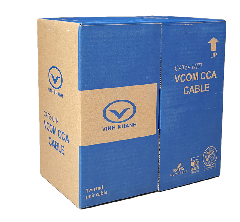 Cáp mạng VCOM Cat5e UTP CCA vỏ PVC (cuộn 305M)