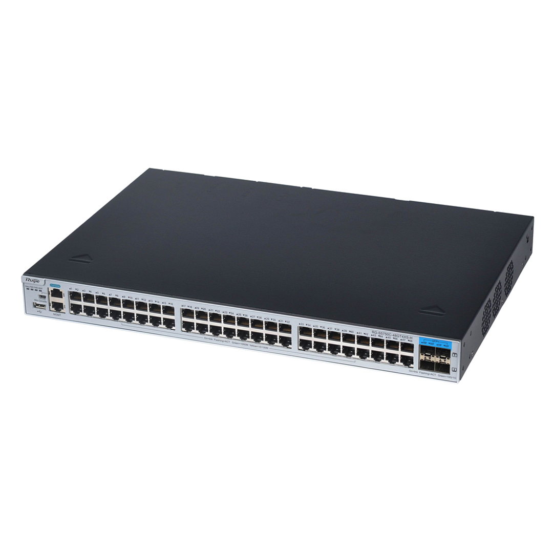 Thiết bị mạng HUB -SWITCH Ruijie RG-S5750C-28SFP4XS-H (28 SFP ports (SFP 100/1000M ports), 8 combo 10/100/1000 BASE-T ports, 4 1G/10G SFP+ BASE-X ports, 2 extension slots, 2 modular power slots, required to purchase at least 1 power module)