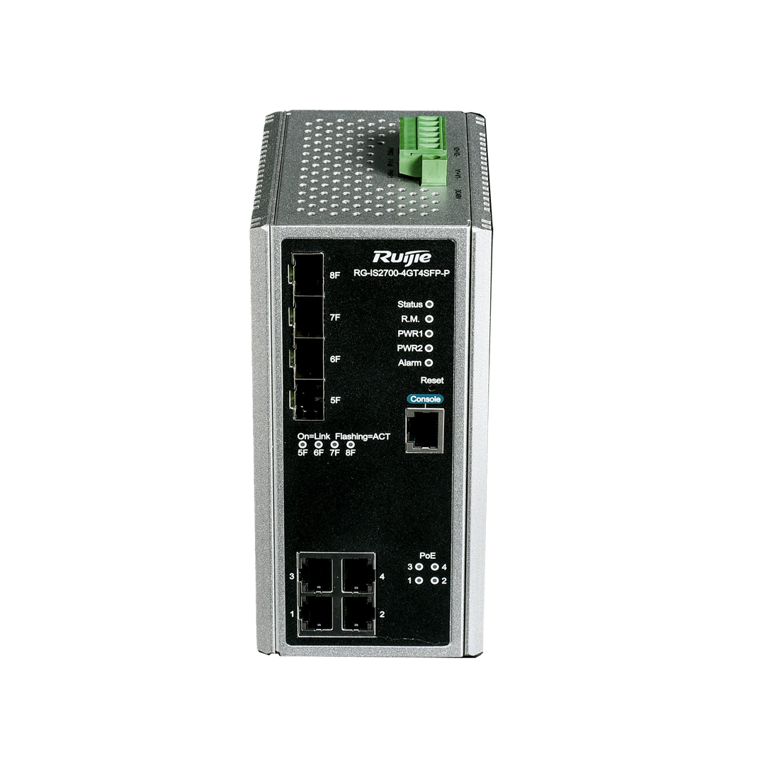 Thiết bị mạng HUB -SWITCH Ruijie RG-IS2700-8GT4SFP-P (8-port 10/100/1000BASE-T, 4-port 100/1000BASE-X SFP (non- combo), redundant DC power input, Port1-8 for PoE/PoE+, PoE power budget 240 watts)