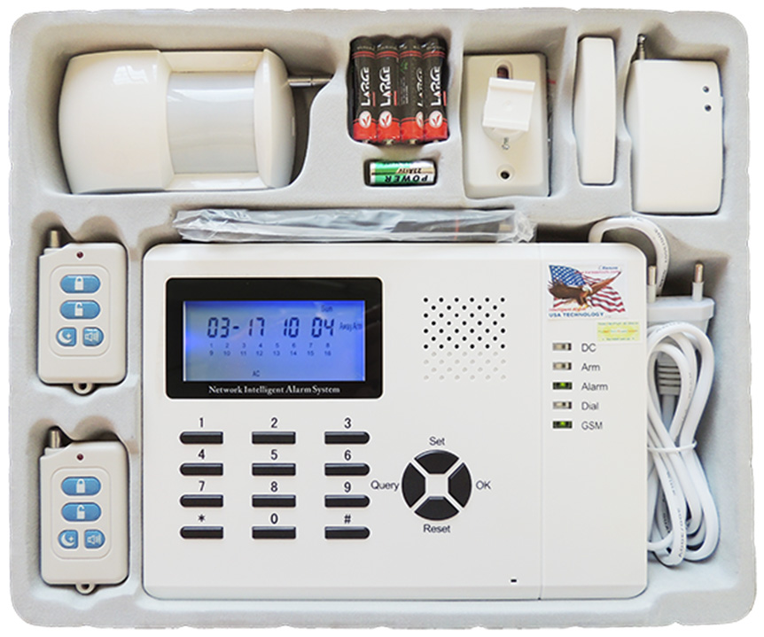 KARASSN KS-899GSM tủ báo động 16 Wireless zone, 4 vùng có dây, 1 tủ, 1 hồng ngoại, 1 công tắc từ, 2 remote, SIM CARD GSM