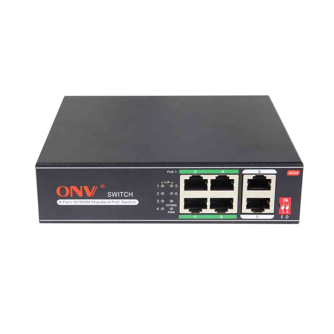 Switch Poe 4 port ONV H1064PLS 10/100M 6-port AI PoE switch