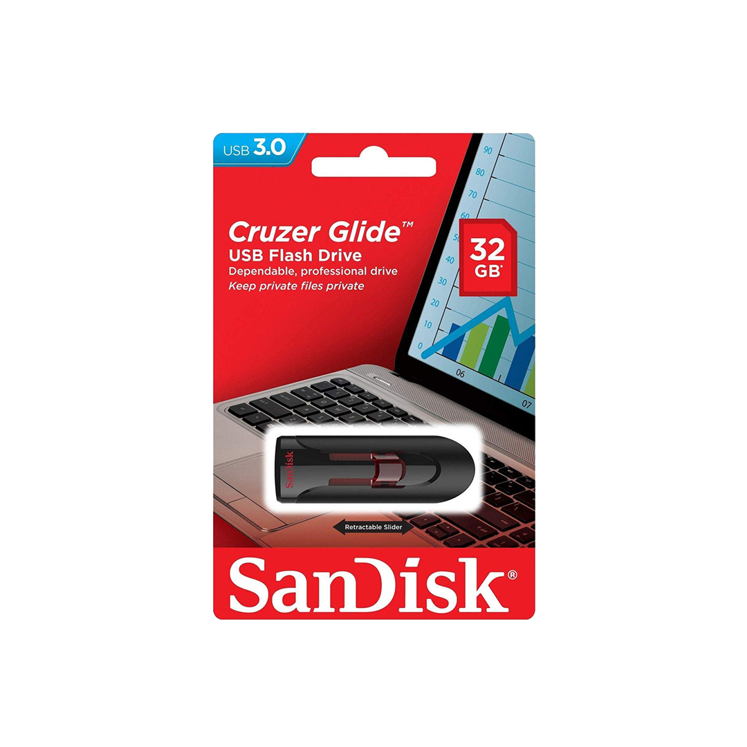 USB SanDisk Cruzer Glide 3.0 USB Flash Drive CZ600 32GB USB 3.0 Black with red slider retractable design SDCZ600-032G-G35