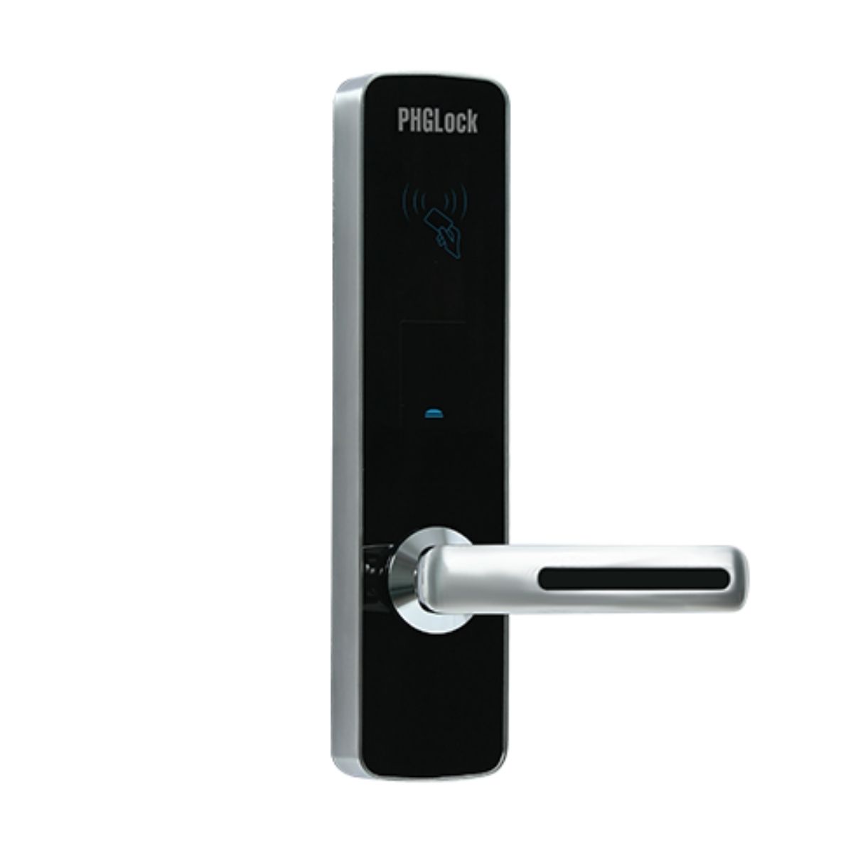 Khóa cửa phòng khách sạn PHGLock RF7153/7155 màu bạc, thẻ từ TM08 và chìa khóa cơ