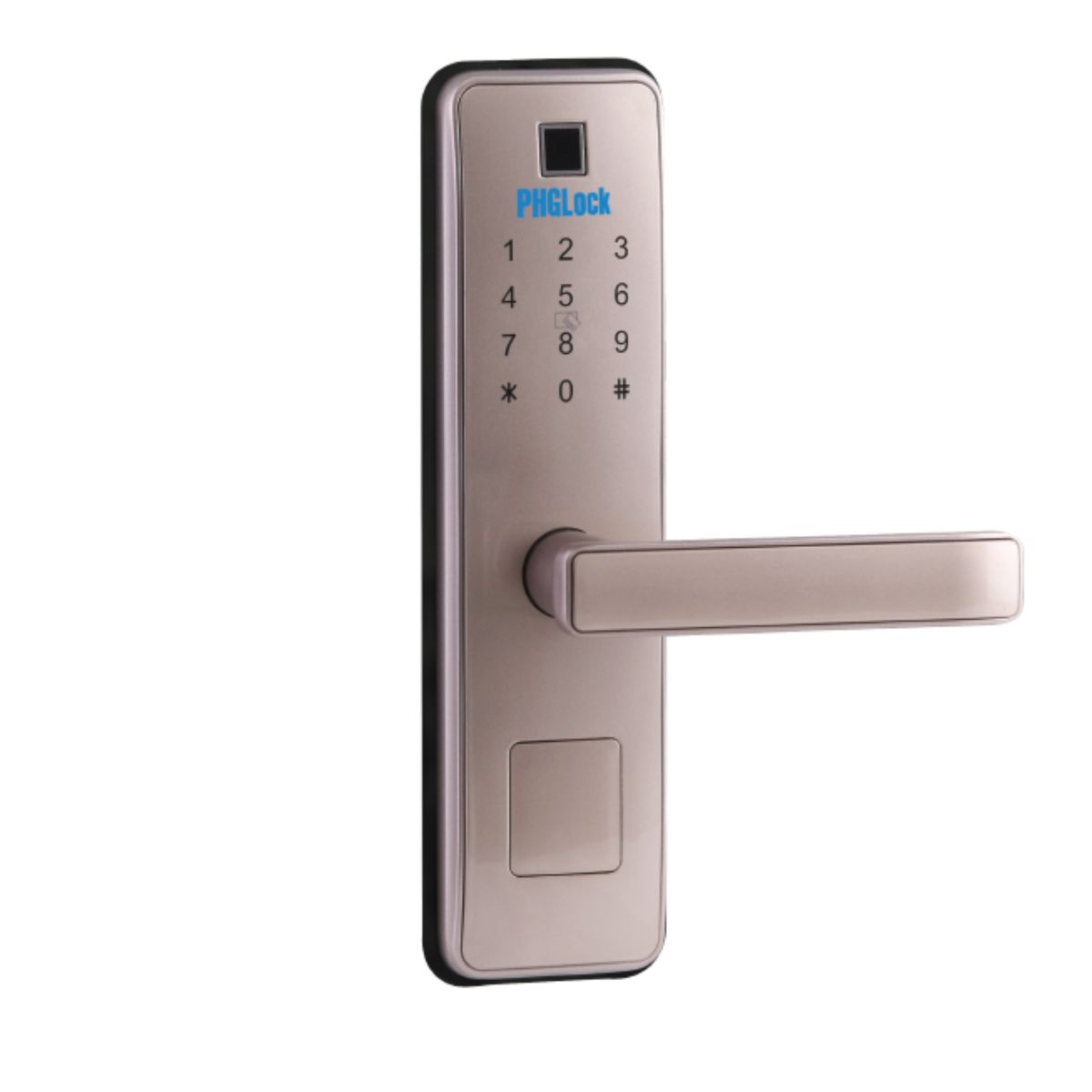 Khóa cửa phòng ngủ thẻ MI, mật mã, vân tay, chìa khóa cơ PHGLock FP6011 (Korea)