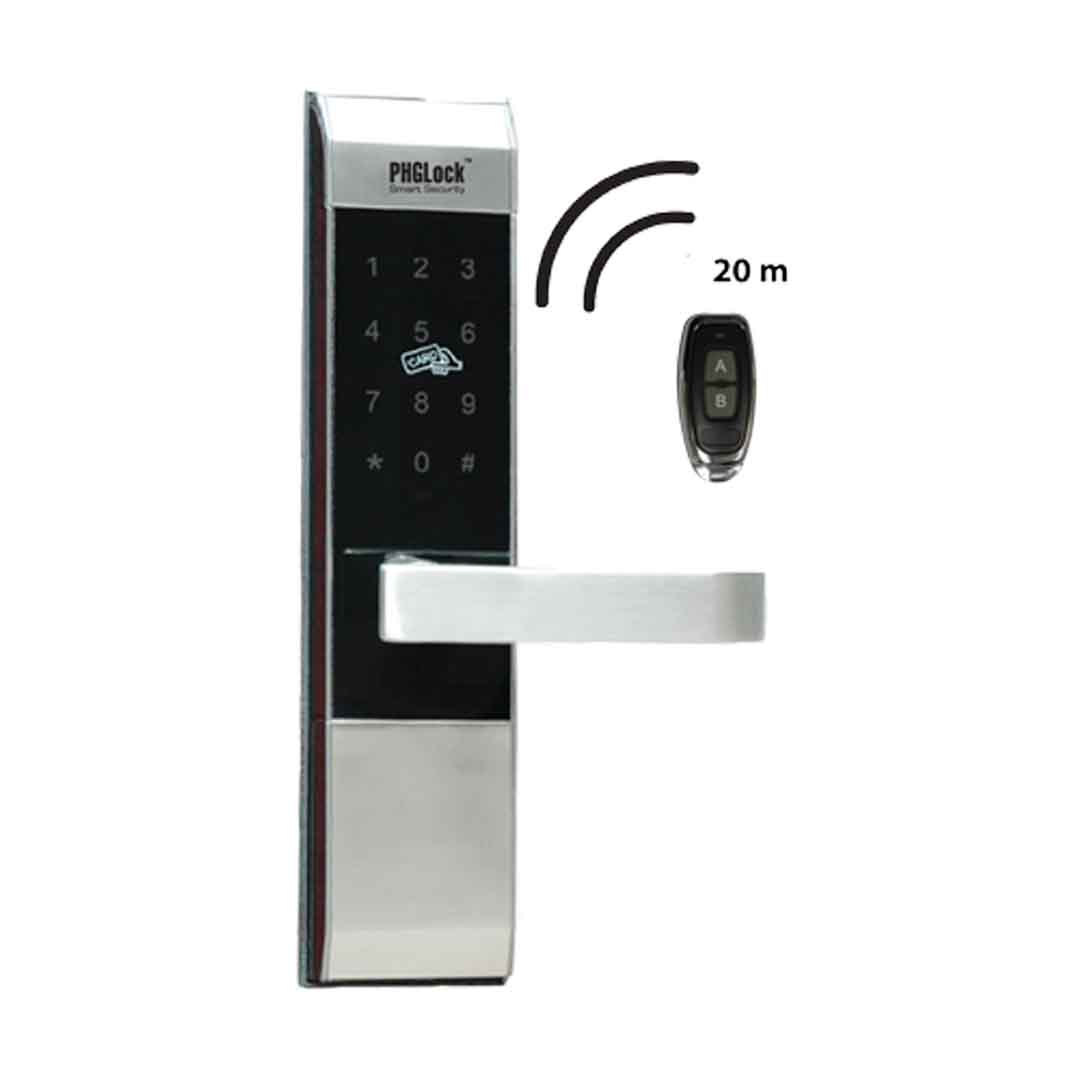 Khóa cửa Smart Lock PHGlock KR3274W (Khoá cửa chính, sử dụng 198 thẻ, 8 mã số, 10 remote và chìa khóa cơ)