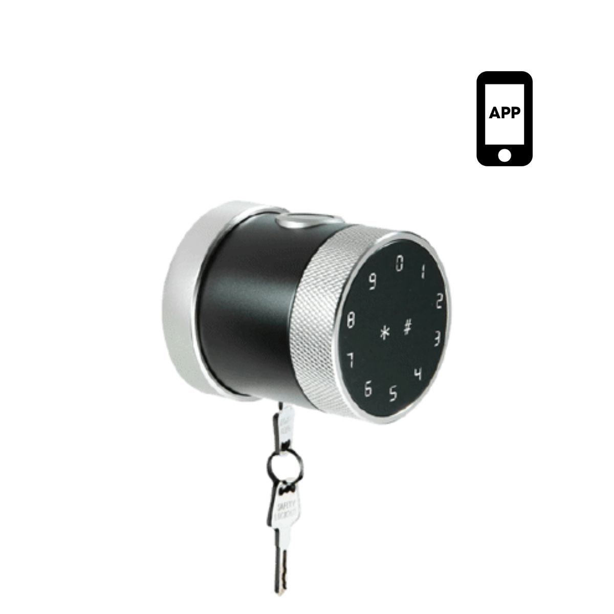 Khóa cửa tay nắm tròn Màu bạc PHGLock FP8193 mở khóa bằng APP, thẻ MI, mật mã, vân tay và chìa khóa cơ