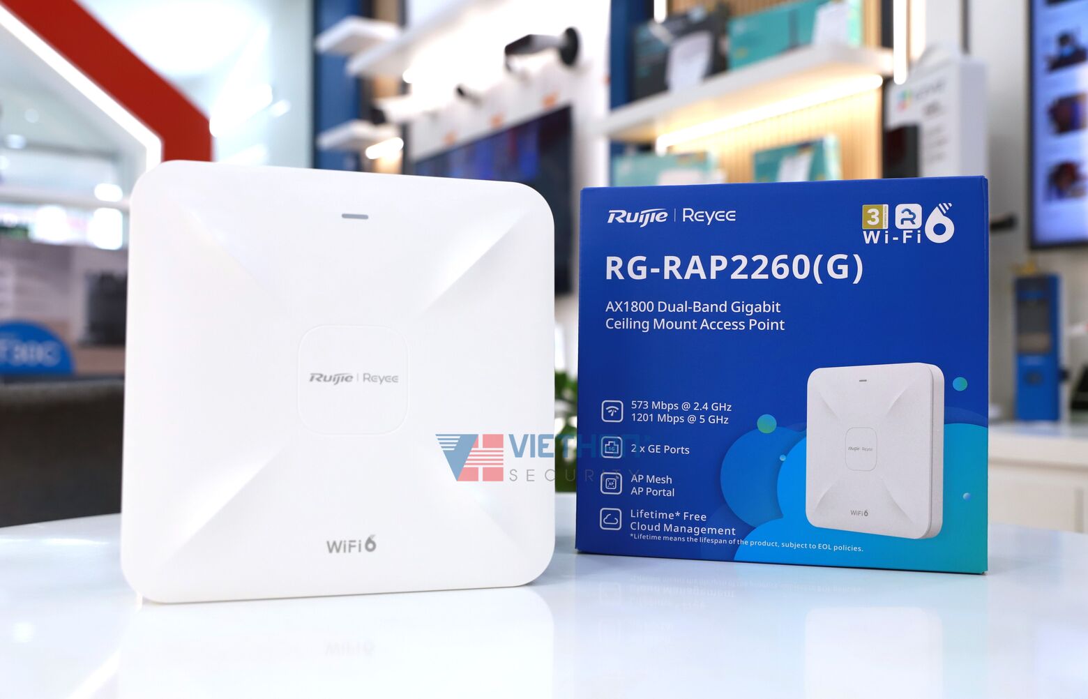 Thiết bị phát wifi ốp trần 2 băng tần RUIJIE RG-RAP2260(G) tốc độ 1775Mbps, truy cập đồng thời đề xuất 100+