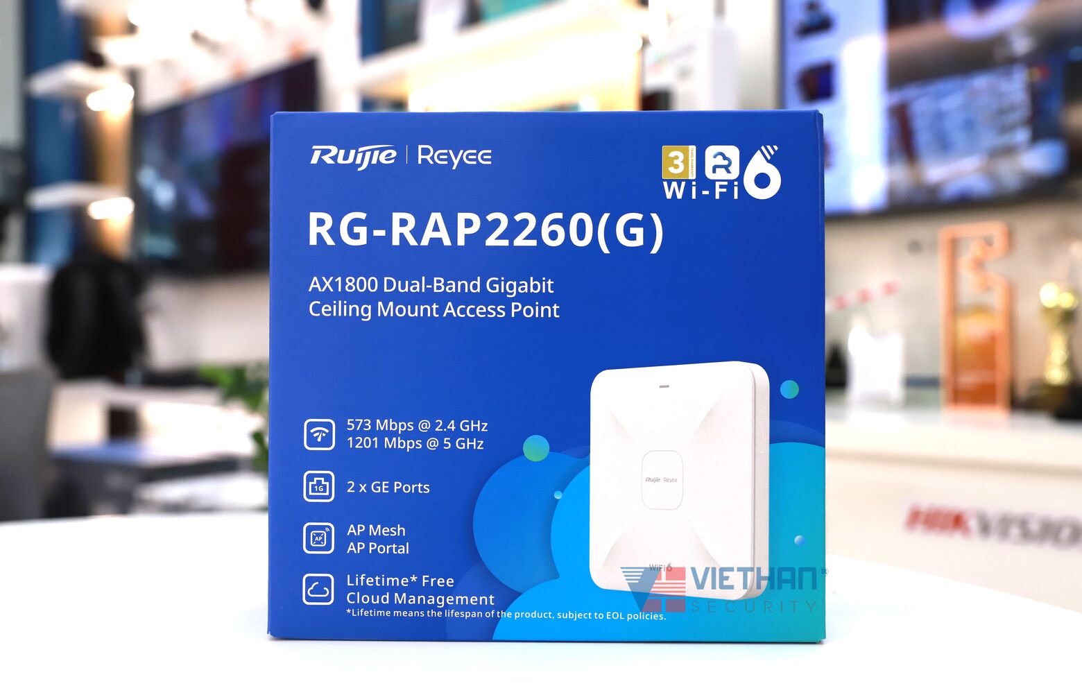 Thiết bị phát wifi ốp trần 2 băng tần RUIJIE RG-RAP2260(G) tốc độ 1775Mbps, truy cập đồng thời đề xuất 100+