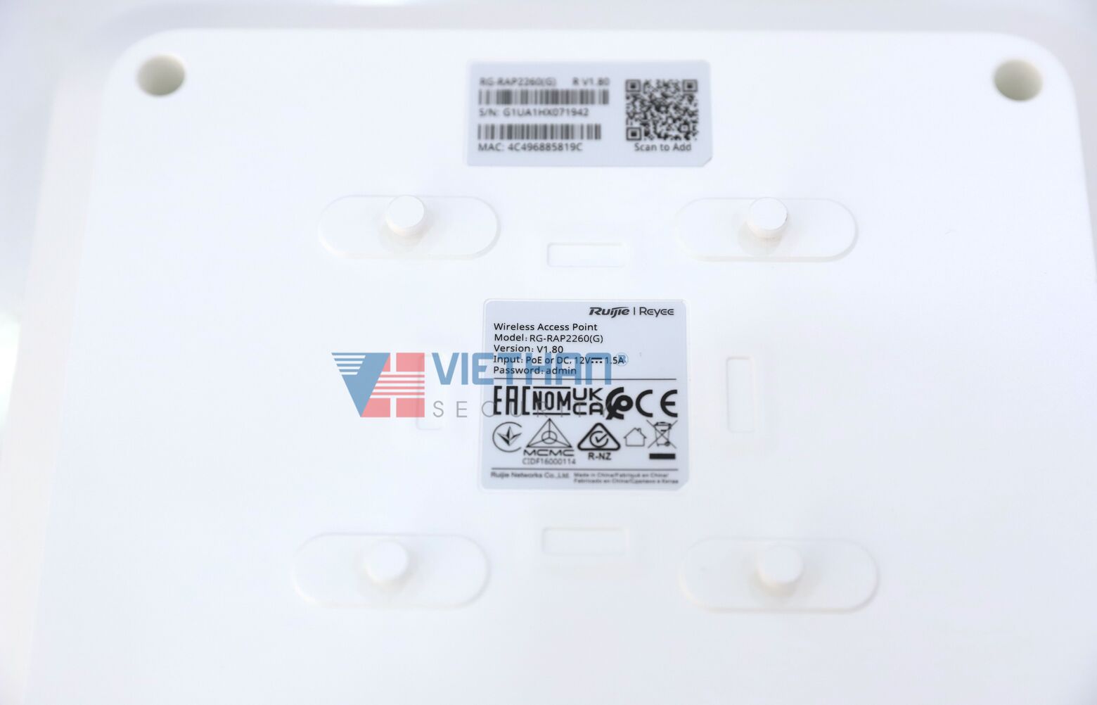 Thiết bị phát wifi ốp trần 2 băng tần RUIJIE RG-RAP2260(G) tốc độ 1775Mbps, truy cập đồng thời đề xuất 100+