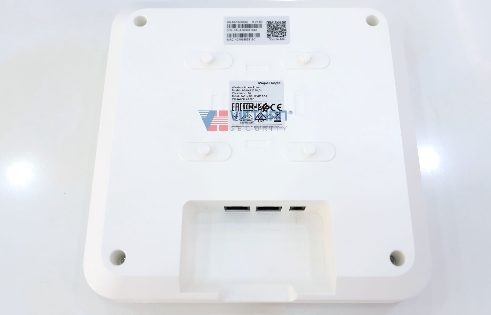 Thiết bị phát wifi ốp trần 2 băng tần RUIJIE RG-RAP2260(G) tốc độ 1775Mbps, truy cập đồng thời đề xuất 100+