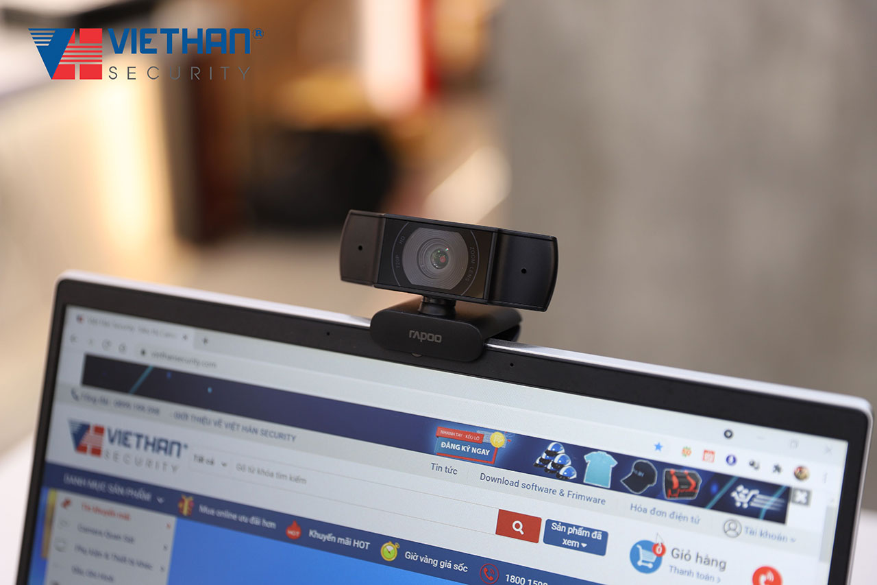 Webcam cho máy tính Rapoo C200 HD 720P micro đa hướng, học online, họp trực tuyến