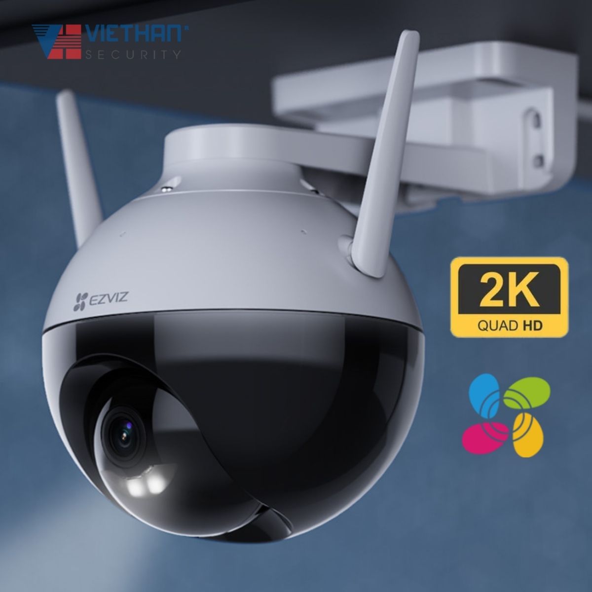 Camera Ezviz C8W độ phân giải 2K+ wifi ngoài trời 360 độ, màu ban đêm