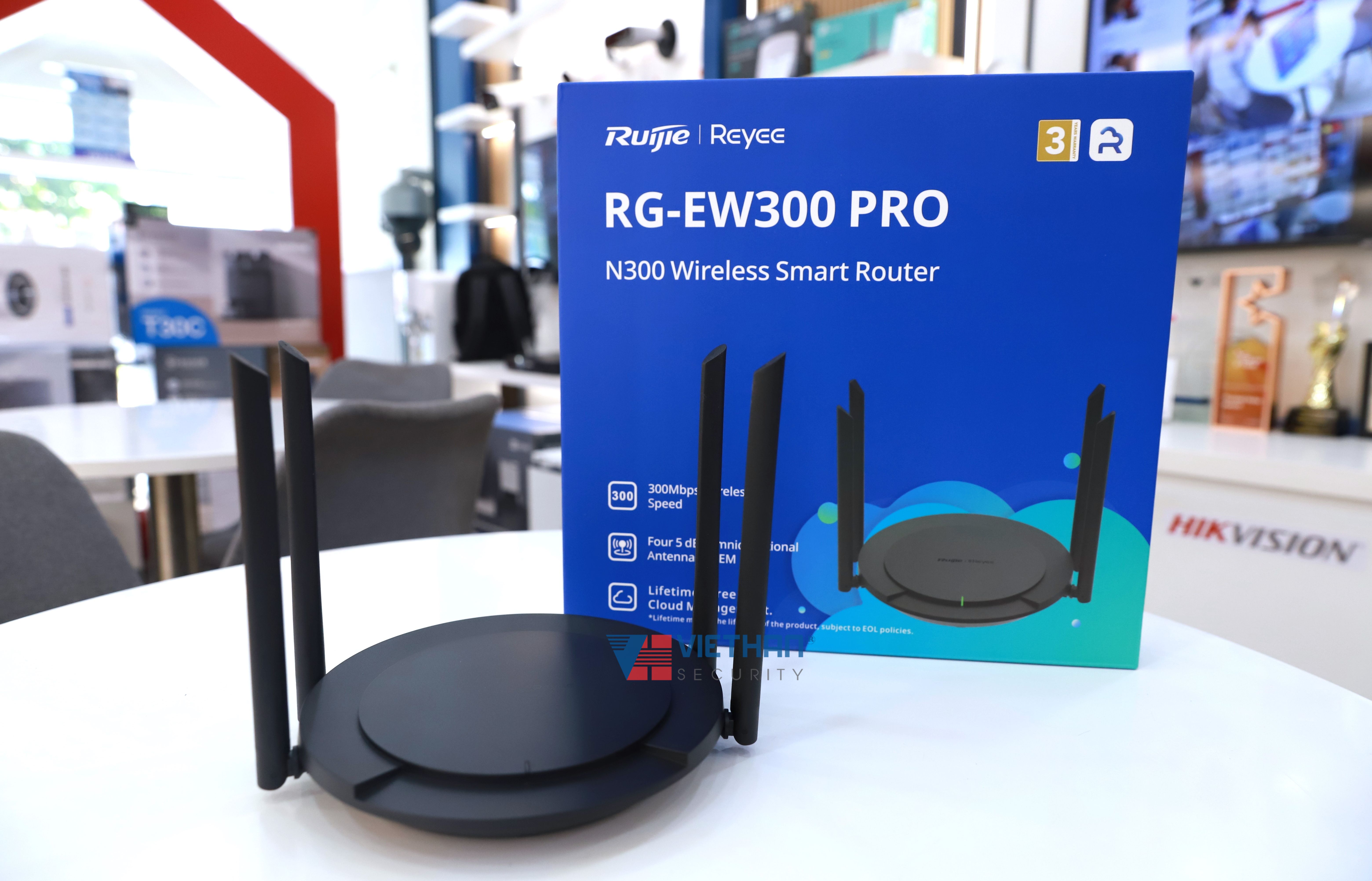 Thiết bị phát wifi Ruijie Reyee RG-EW300 PRO, 300Mbps, băng tần 2.4GHz, phù hợp cá nhân, gia đình