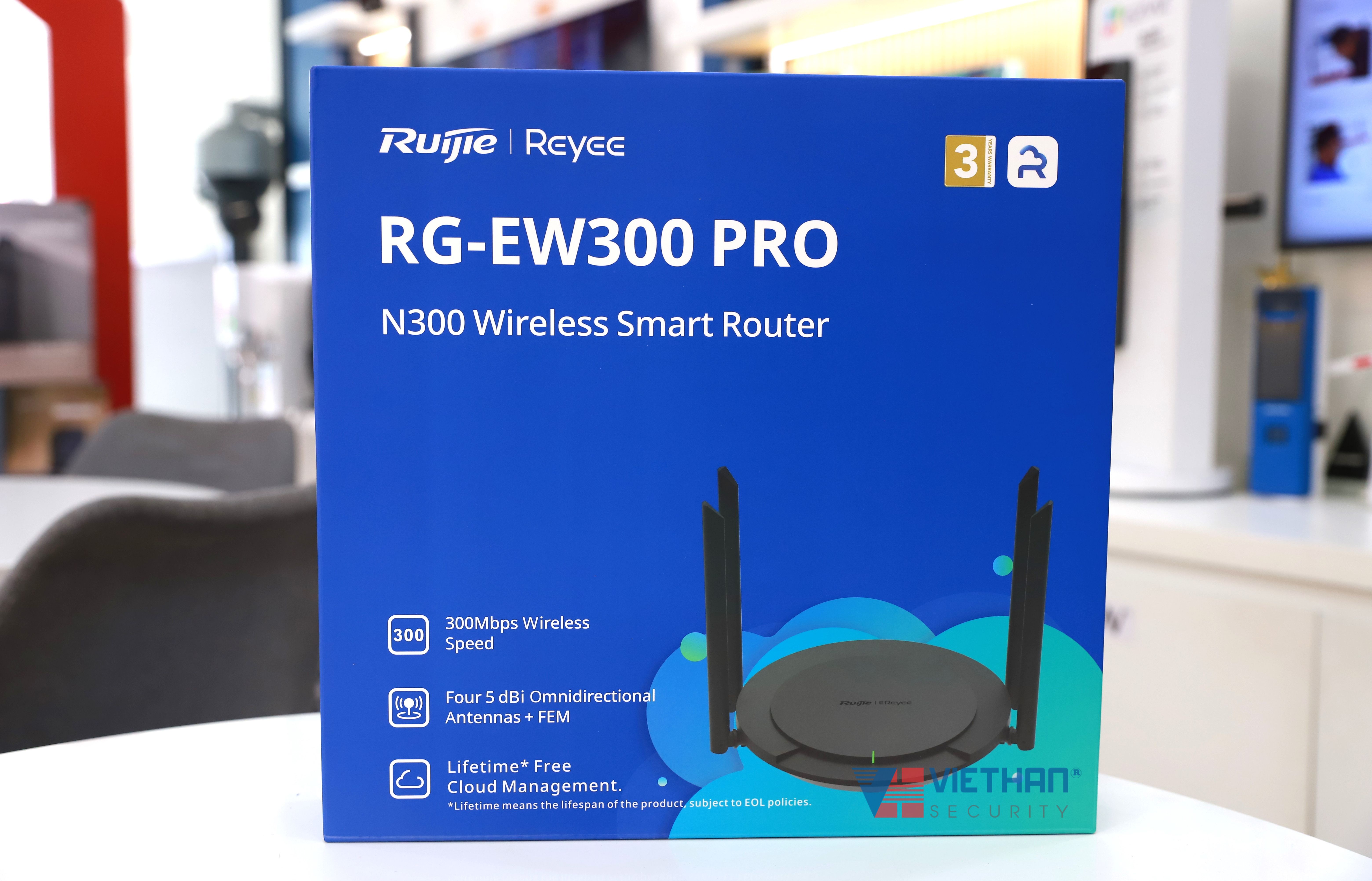 Thiết bị phát wifi Ruijie Reyee RG-EW300 PRO, 300Mbps, băng tần 2.4GHz, phù hợp cá nhân, gia đình