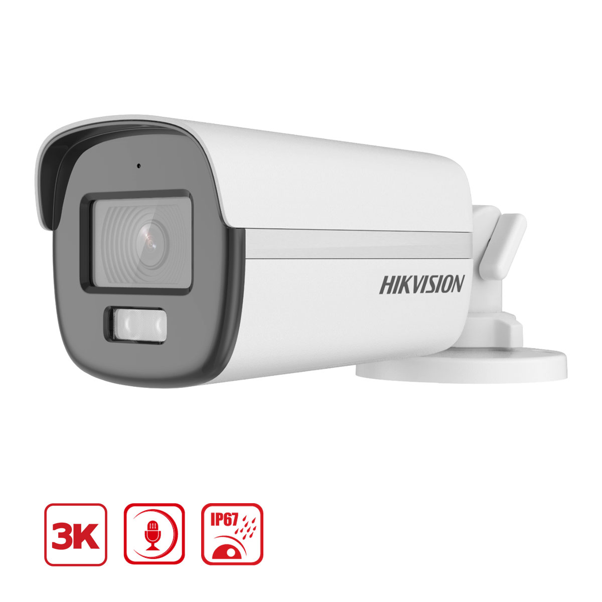 Camera colorvu Hikvision DS-2CE10KF0T-FS 3K, đèn LED 20m, tích hợp mic thu âm