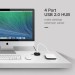 Bộ chia Hub 4 cổng USB 2.0 dây 1m Ugreen 20295 CR106, hỗ trợ 127 thiết bị, 480 Mbps
