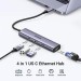 Bộ chuyển đổi 4 in 1 Ugreen 60600 CM475 Type-C to 3*USB 3.0 + LAN 1Gbps, tốc độ 5Gbps, vỏ nhôm
