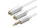 Dây chuyển âm thanh 3.5mm dương sang Jack Mic + Loa âm Ugreen 30618 AV141 dài 20cm, màu trắng, Lõi đồng nguyên chất
