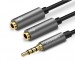 Dây chuyển âm thanh 3.5mm dương sang Jack Mic + Loa âm Ugreen 30619 AV141dài 20cm, màu xám