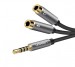 Dây chuyển âm thanh 3.5mm dương sang Jack Mic + Loa âm Ugreen 30619 AV141dài 20cm, màu xám