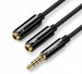 Cáp chia Audio 3.5mm ra 2 đầu 3.5mm Loa và Mic Ugreen 30620 20cm, Màu đen cao cấp
