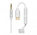 Dây USB Type-C sang 3.5mm Ugreen 30633 AV143 1m dạng xoắn, màu trắng, Đầu nối hợp kim