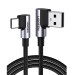 Cáp dài 2m USB Type-C bẻ góc Ugreen 20857 US176 màu đen, vỏ nhôm mạ niken