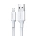 Cáp sạc nhanh 50cm USB-A Male to Lightning Ugreen 80313 US155 màu trắng, hỗ trợ sạc nhanh 2,4A