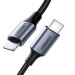 Cáp sạc nhanh USB-C sang Lightning Ugreen 60758 US304 dài 50cm, màu đen, vỏ nhôm nylon bện, sạc nhanh 3A