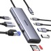 Bộ chuyển USB C 9 in 1 Ugreen 15375 CM498 USB-C sang 2*USB-C + RJ45 Gigabit + HDMI 4K60HZ + PD + SD + TF + 2*USB3.0 cm498