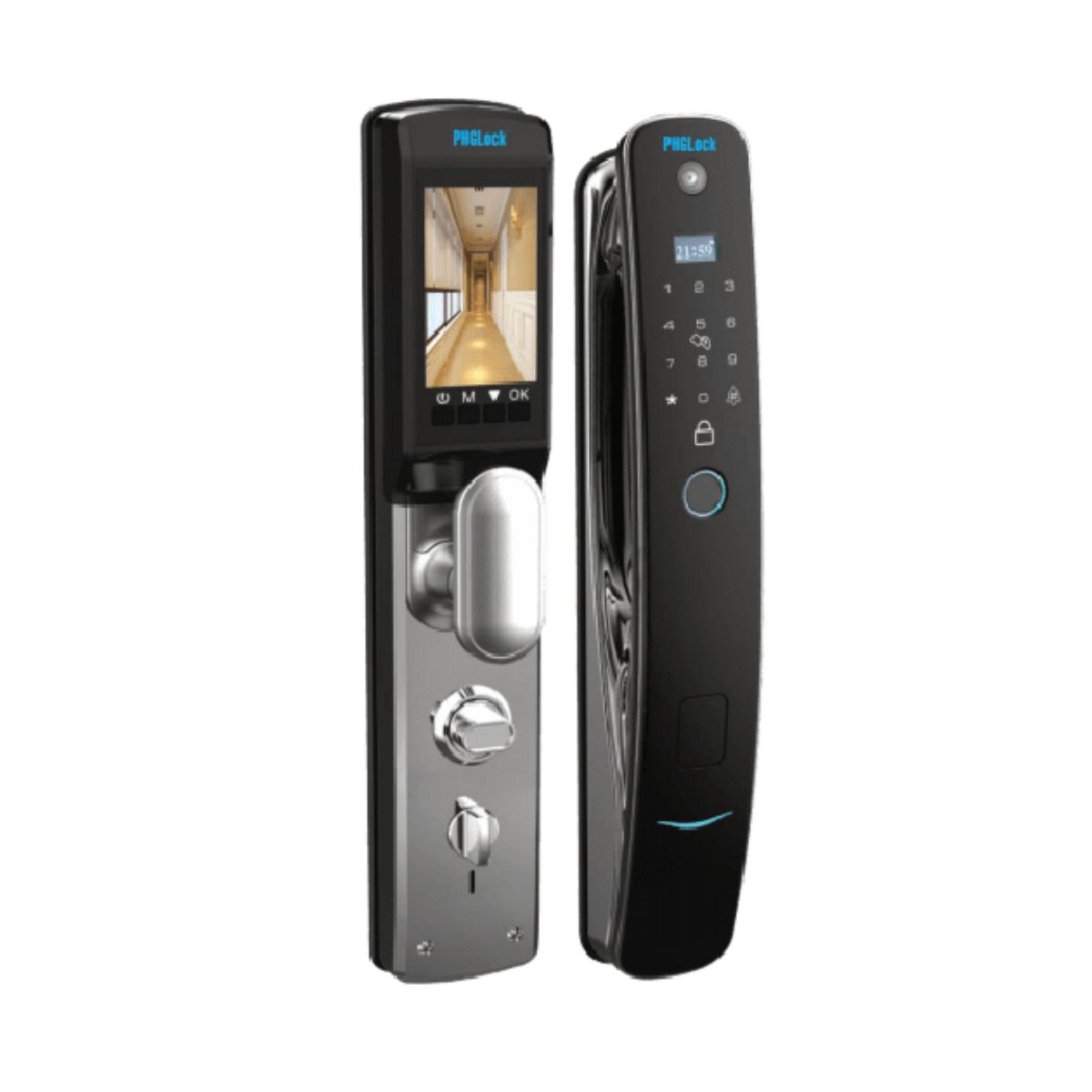 Khóa cửa gỗ thông minh PHGLock FP6080 cho chung cư, căn hộ, mở khóa bằng app, vân tay, thẻ và  mật mã và chìa khóa cơ