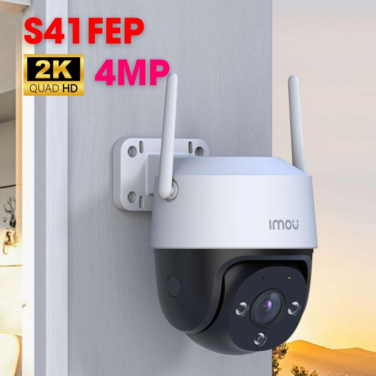 Camera wifi ngoài trời không dây IMOU IPC-S41FEP 4MP 2K tích hợp Mic và loa, phát hiện con người, còi báo động 110dB