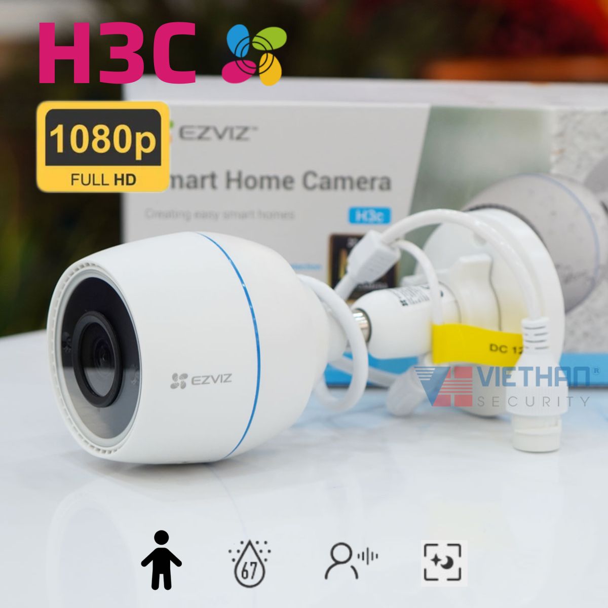 Camera không dây ngoài trời 2MP 1080P Ezviz CS-H3C phát hiện con người thông minh