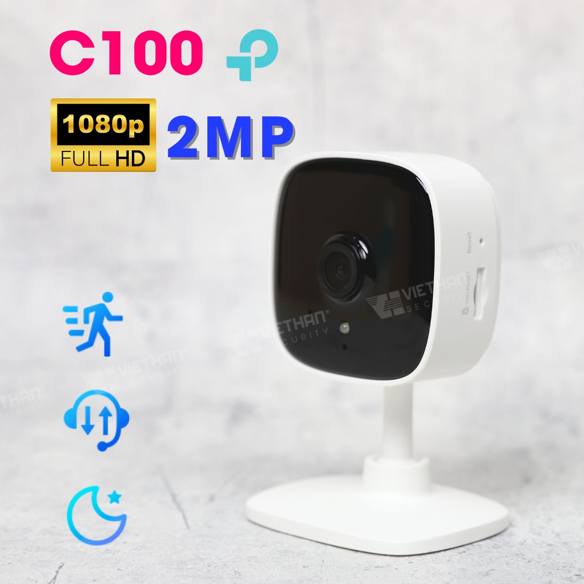 Camera an ninh gia đình TP-Link Tapo C100 2MP 1080P, tích hợp mic và loa, phát hiện chuyển động 