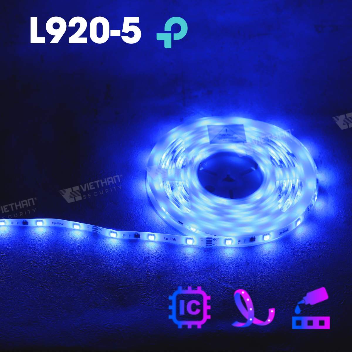 Bộ đèn LED thông minh TP-Link Tapo L920-5 nhiều màu sắc, có lớp bảo vệ bên ngoài, điều khiển bằng giọng nói