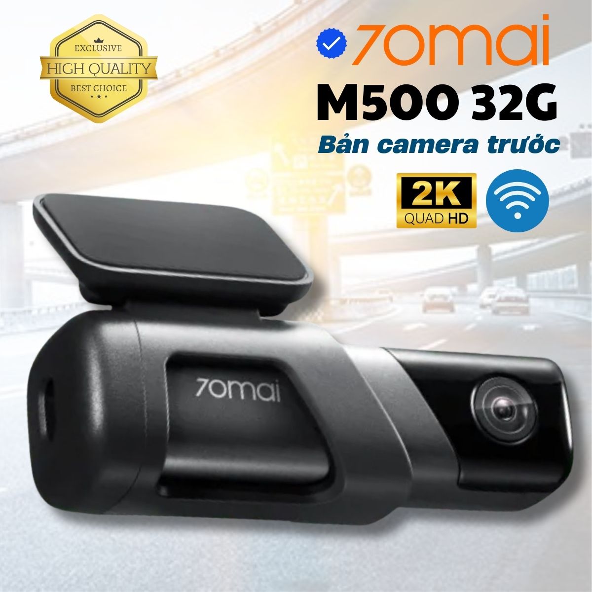Camera hành trình Xiaomi 70Mai M500 32G 2K bản trước, tích hợp GPS, cảm biến áp suất lốp (mua thêm) 