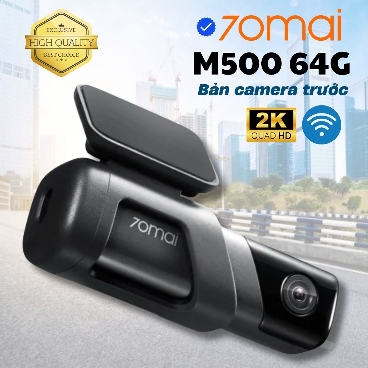 Camera hành trình Xiaomi 70Mai Dash cam M500 64G, 2K tích hợp GPS, cảm biến áp suất lốp (mua thêm)