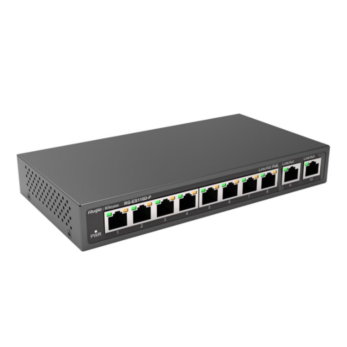  Switch chuyển mạch 10 cổng PoE Ruijie RG-ES110D-P 8 cổng10/100Mbps PoE, 2 cổng 10/100/1000Mbps 