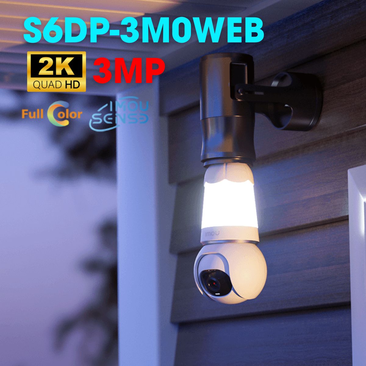 Camera IP wifi bóng đèn IMOU IPC-S6DP-3M0WEB 3Mp 2K, tích hợp mic và loa, phát hiện con người